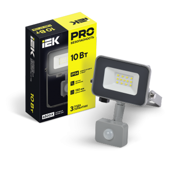 Прожектор СДО 07-10Д светодиодный серый с ДД IP54 IEK