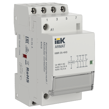 ARMAT Контактор модульный KMR 25А 24В AC/DC 4НЗ IEK