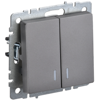 BRITE Выключ. 2-кл. с инд. 10А ВС10-2-1-БрС сталь IEK