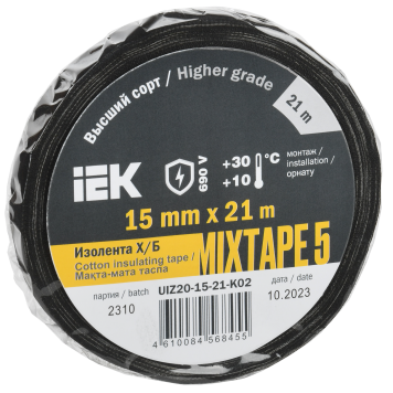 MIXTAPE PLUS Изолента Х/Б 15мм 21м IEK