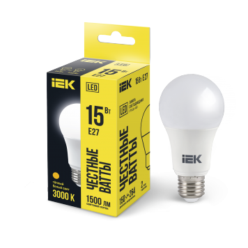Лампа LED A60 груша 15Вт 230В 3000К E27 IEK