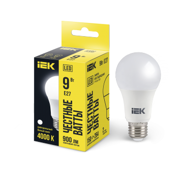 Лампа LED A60 груша 9Вт 230В 4000К E27 IEK