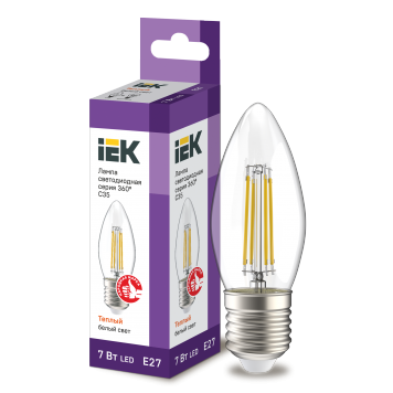 Лампа LED C35 свеча прозр. 7Вт 230В 3000К E27 серия 360° IEK