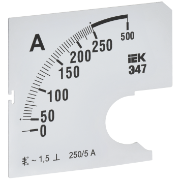 Шкала смен. для амперметра Э47 250/5А-1,5 72х72мм IEK