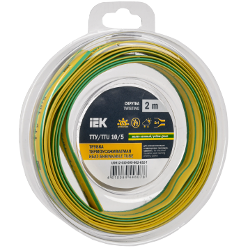 Трубка термоусадочная ТТУ нг-LS 10/5 жел-зел. (2м/упак) IEK