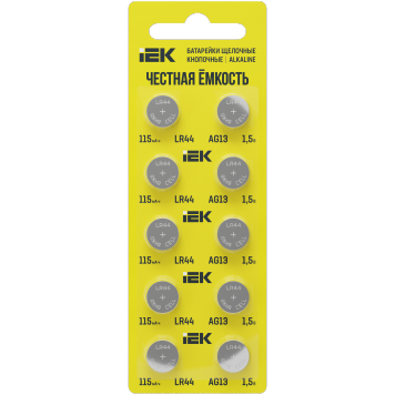 Батарейка щелоч. кнопочная LR44/AG13 (10шт/отр. блистер) IEK