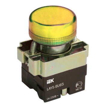 Индикатор LAY5-BU65 желтого цвета d22мм IEK