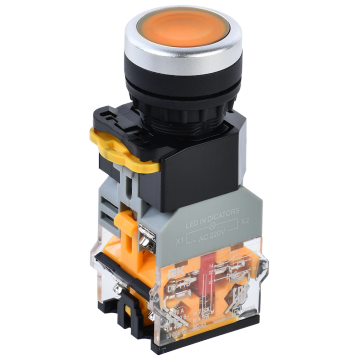 Кнопка D8-11D d=22мм 1NO+1NC с подсветкой желтая IEK