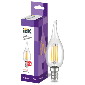 Лампа LED CВ35 св.н/ветру 7Вт 230В 3000К E14 серия 360° IEK
