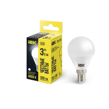 Лампа LED G45 шар 3Вт 230В 4000К E14 IEK