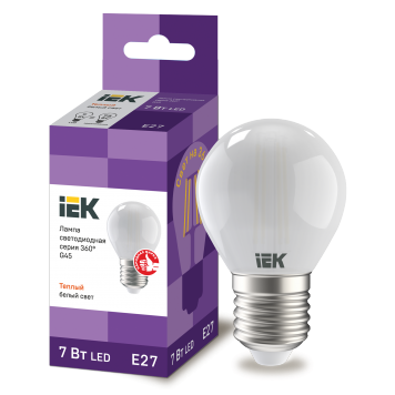 Лампа LED G45 шар матов. 7Вт 230В 3000К E27 серия 360° IEK