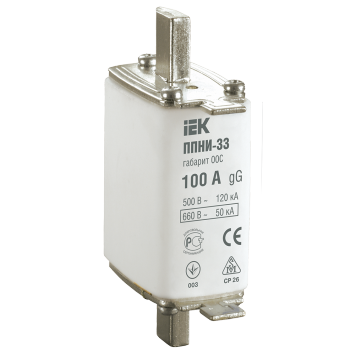 Плавкая вставка предохранителя ППНИ-33, габарит 00С, 100А IEK
