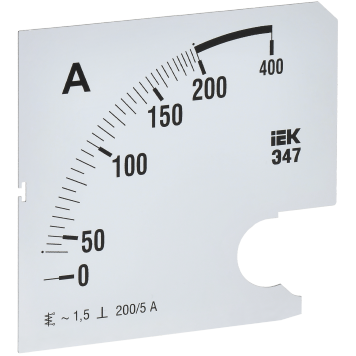 Шкала смен. для амперметра Э47 200/5А-1,5 96х96мм IEK