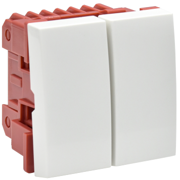 ВК1-22-00-П Выключатель двухклавишный (на 2 модуля) ПРАЙМЕР белый IEK