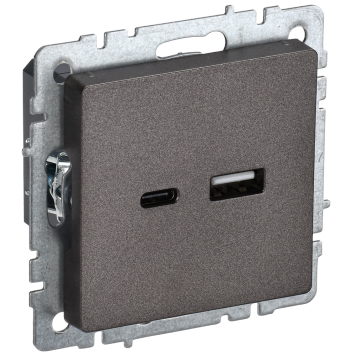 BRITE Роз. USB A+C 18Вт РЮ11-1-БрТБ бр. IEK