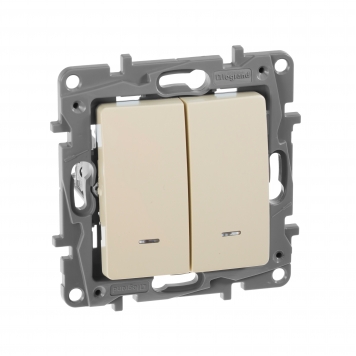 ETIKA Выключ. 2-кл. с подсв/инд сх5L 10АХ б/к сл. кость