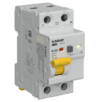KARAT УЗДП с АВДТ 1P+N B 20А 30мА тип AC IEK