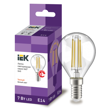 Лампа LED G45 шар прозр. 7Вт 230В 3000К E14 серия 360° IEK