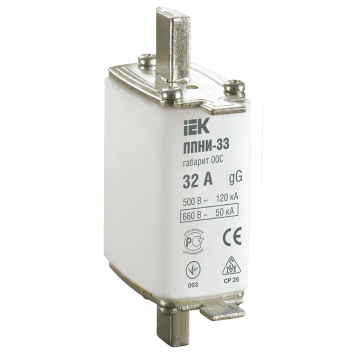 Плавкая вставка предохранителя ППНИ-33, габарит 00С, 32А IEK