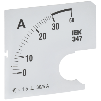 Шкала смен. для амперметра Э47 30/5А-1,5 72х72мм IEK