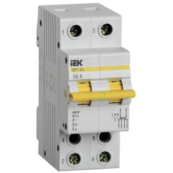 Выключатель-разъединитель трехпозиционный ВРТ-63 2P 50А IEK