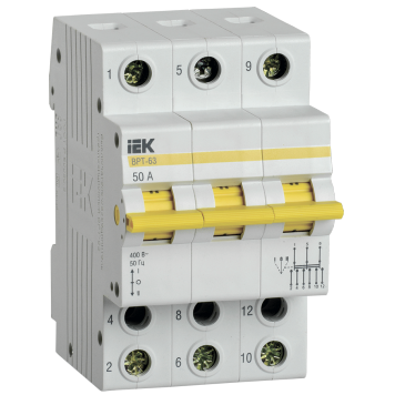 Выключатель-разъединитель трехпозиционный ВРТ-63 3P 50А IEK