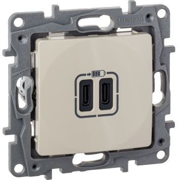 ETIKA Роз. USB C+C 15Вт сл. кость