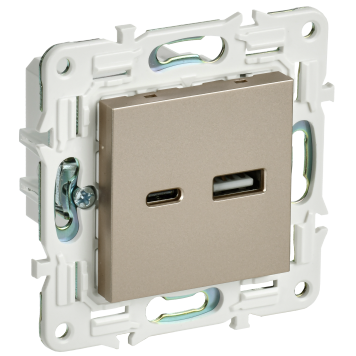 SKANDY Роз. USB A+C 3,1А SK-R14Sh шамп. IEK