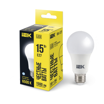 Лампа LED A60 груша 15Вт 230В 6500К E27 IEK