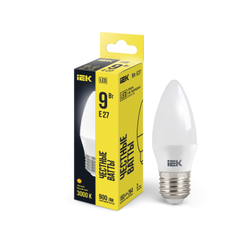 Лампа LED C35 свеча 9Вт 230В 3000К E27 IEK