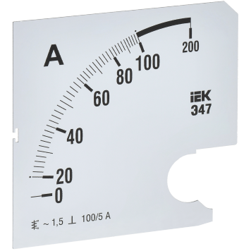 Шкала смен. для амперметра Э47 100/5А-1,5 96х96мм IEK