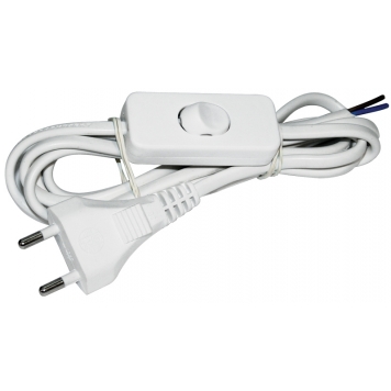 Шнур УШ-1КВ опрессованный с выкл. 2м 2х0,75мм2 белый IEK