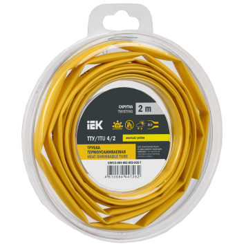 Трубка термоусадочная ТТУ нг-LS 4/2 желтая (2м/упак) IEK