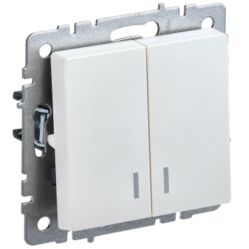 BRITE Выключ. 2-кл. с инд. 10А ВС10-2-1-БрЖ жемч. IEK