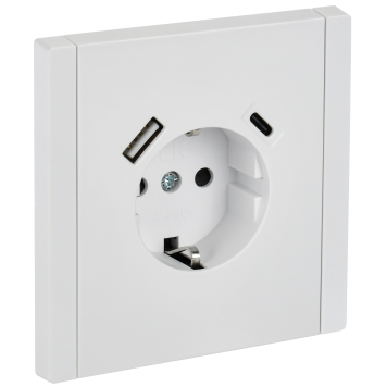 FORTE&PIANO Роз. з/к/ш в/к 16А USB A+C 18Вт FP247 бел. IEK