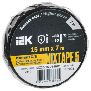 MIXTAPE PLUS Изолента Х/Б 15мм 7м IEK