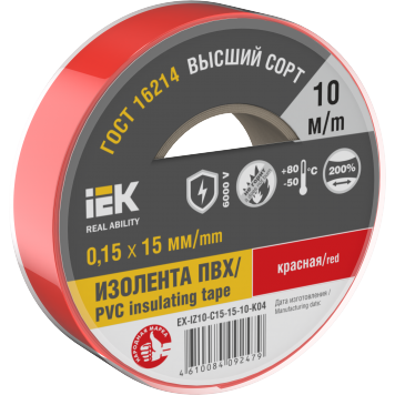 MIXTAPE PRO Изолента 0,15х15мм красная 10м IEK