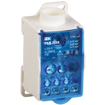 Распределительный блок на DIN-рейку РБД-250А IEK