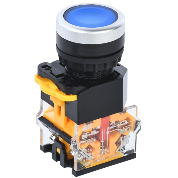 Кнопка D8-11T d=22мм 1NO+1NC с фиксацией синяя IEK