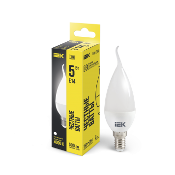Лампа LED CB35 свеча на ветру 5Вт 230В 4000К E14 IEK