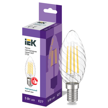 Лампа LED CT35 свеча вит. 5Вт 230В 4000К E27 серия 360° IEK