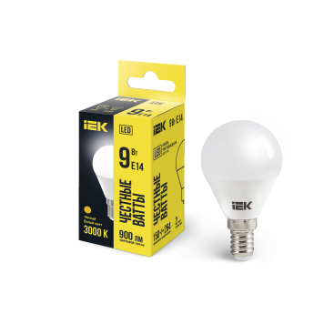 Лампа LED G45 шар 9Вт 230В 3000К E14 IEK