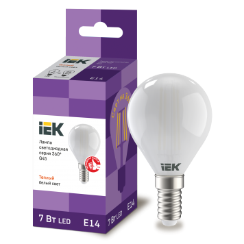 Лампа LED G45 шар матов. 7Вт 230В 3000К E14 серия 360° IEK