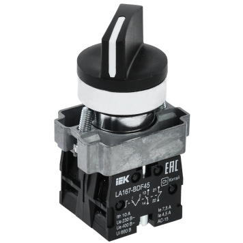 Переключатель LA167-BDF45 2 полож. 1NO+1NC черный IEK