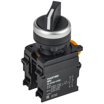 Переключатель длин. ручка 2 полож. 1NO+1NC чёрный MASTER IEK