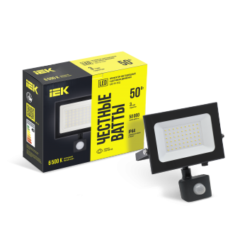 Прожектор СДО 06-50Д светодиодный черный с ДД IP54 6500K IEK