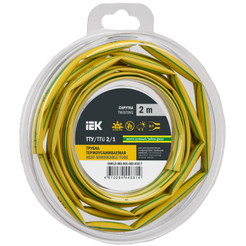 Трубка термоусадочная ТТУ нг-LS 2/1 жел-зел. (2м/упак) IEK