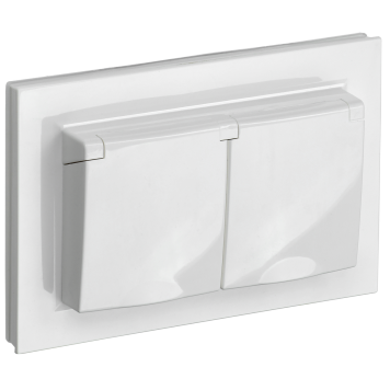 BRITE Роз. 2-я с кр. 16А в сб IP44 РСбш12-3-44-БрБ бел. IEK