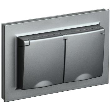 BRITE Роз. 2-я с кр. 16А в сб IP44 РСбш12-3-44-БрС сталь IEK