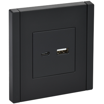 FORTE&PIANO Роз. USB A+C 18Вт FP151 чер. IEK